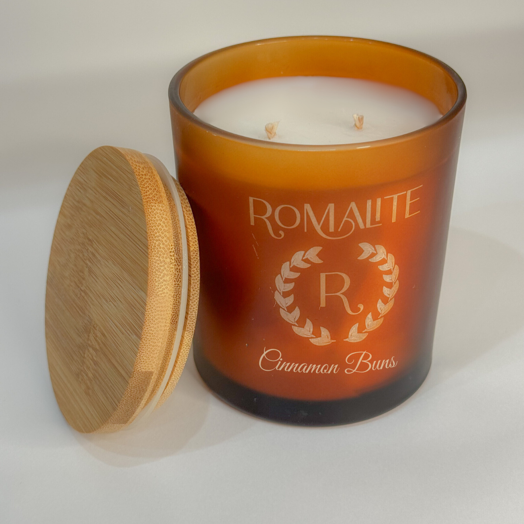 Romalite Cinnamon Vanilla Candle - Coconut Wax, 11 oz