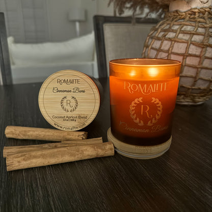 Romalite Cinnamon Vanilla Candle - Coconut Wax, 11 oz